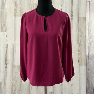 J.Crew Women's Size XS Keyhole Top Long Sleeve Blouse Wine Color